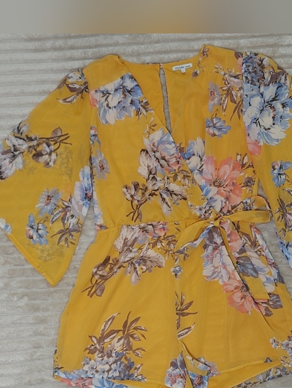 Yellow Floral Wrap Romper
